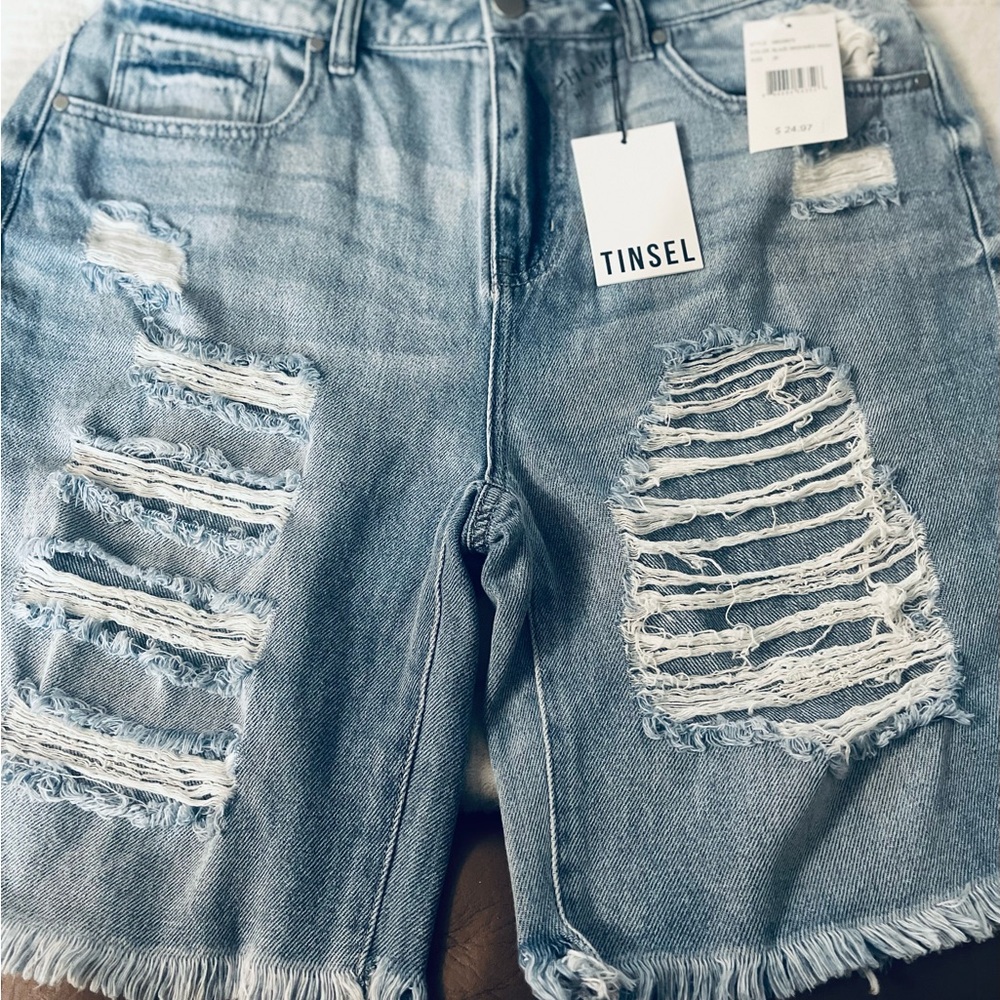 TINSEL -hi rise distressed denim short - NWT